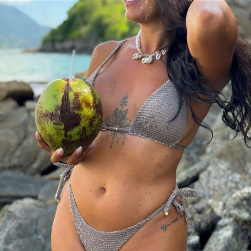 conjunto biquini fio Mônaco cinza chumbo - 0093445 - Ella Moda Praia