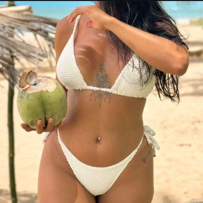 conjunto biquini fio Mônaco perola - 876543 - Ella Moda Praia