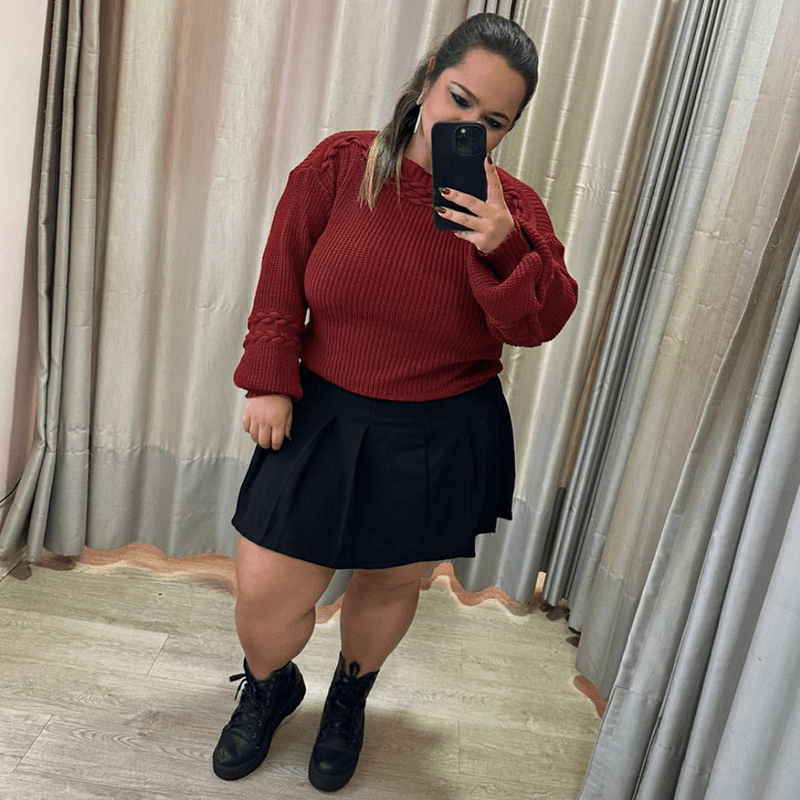 ​Suéter Tricô terracota vermelho