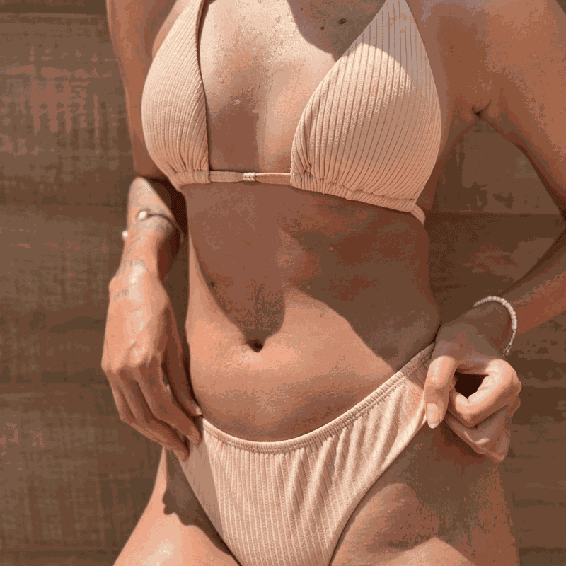 Conjunto Canelado Nude - 1608002 - Ella Moda Praia