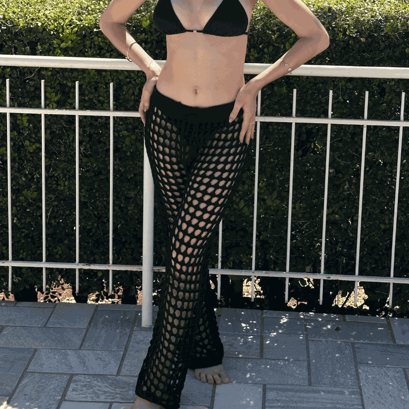 Calça Tricô Preta - 2024282573685 - Ella Moda Praia