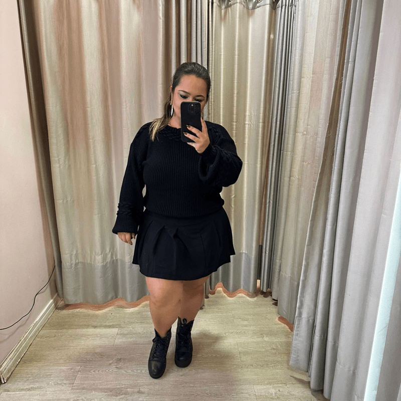 ​Suéter Tricô preto - 204863 - Ella Moda Praia