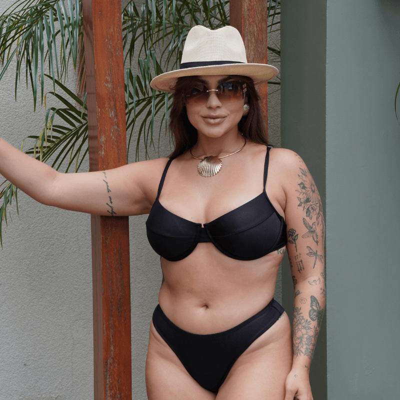 Conjunto Biquíni Retrô Éden Preto - 010704 - Ella Moda Praia