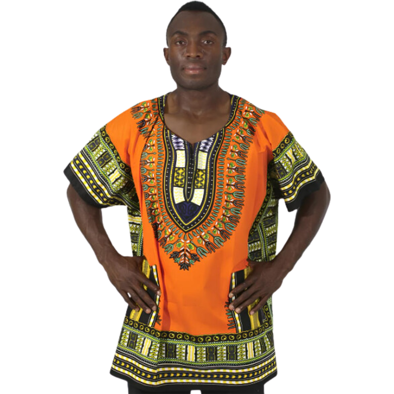 Bata Africana Dashiki Laranja - Estilo Afro