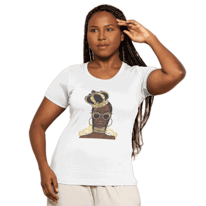 Camiseta Menina Rainha Negra Óculos - Estilo Afro