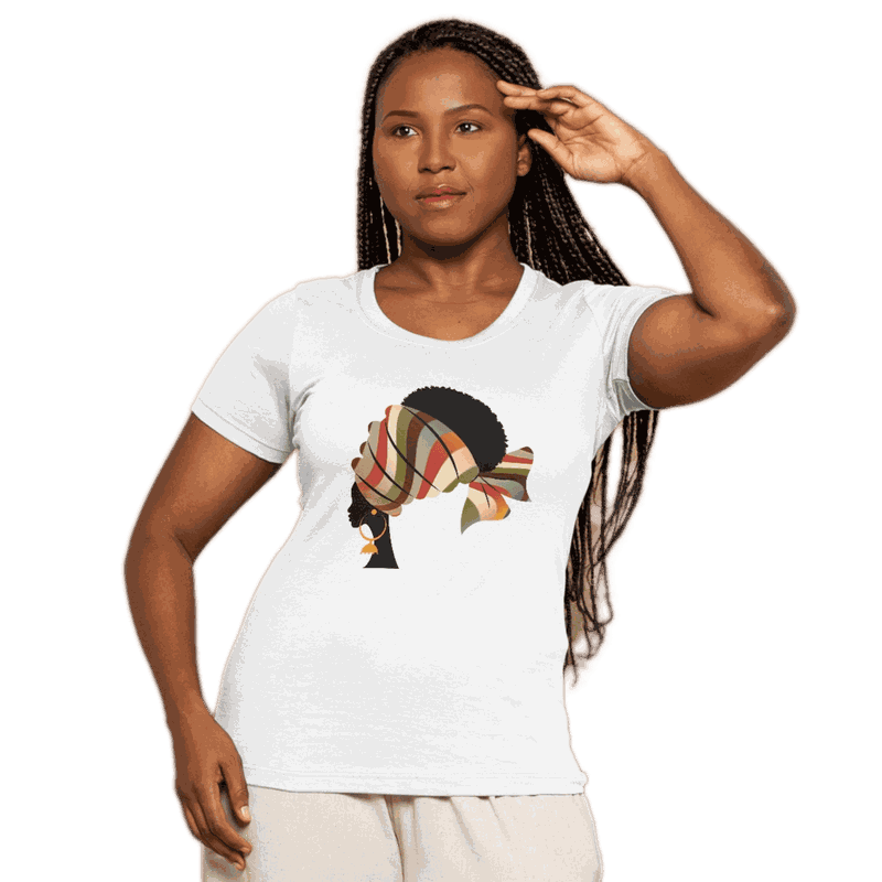 Camiseta Menina Rainha Negra Turbante - Estilo Afro