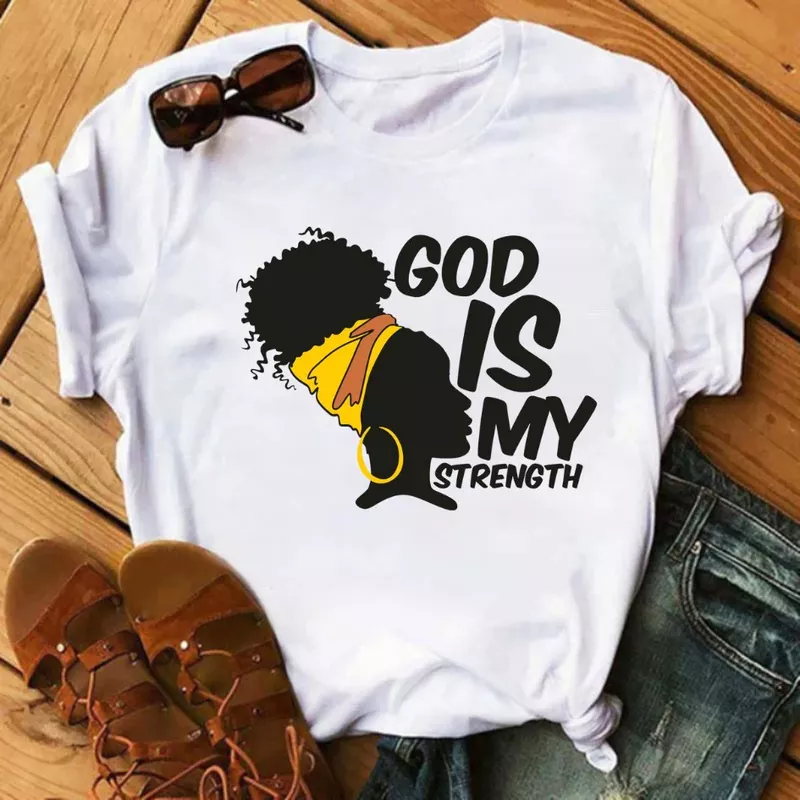 Camiseta Menina Rainha Negra God - Estilo Afro