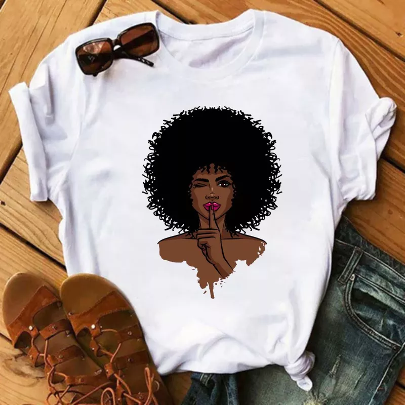 Camiseta Menina Rainha Negra Silêncio - Estilo Afro