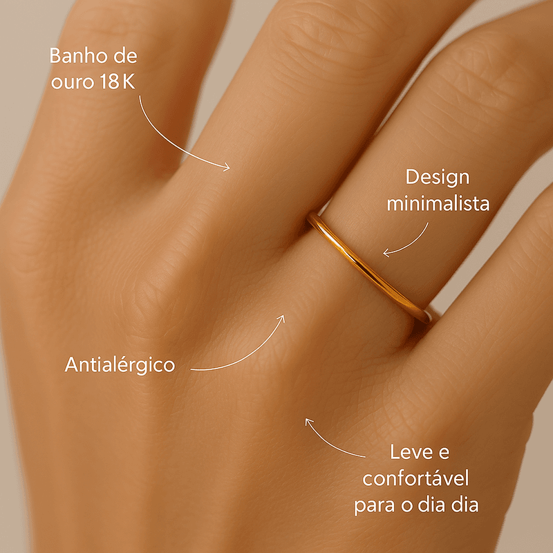 Anel Liso- banho ouro 18k 
