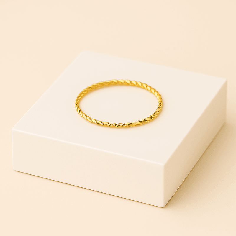 Anel Trançado- banho de ouro 18k