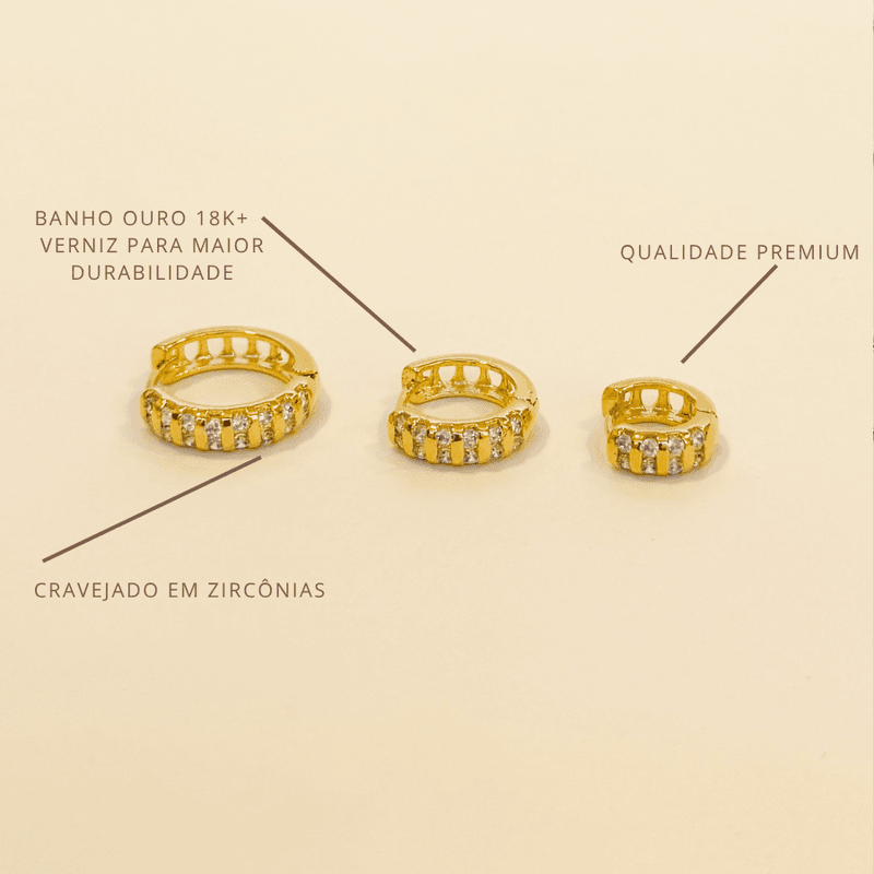 Trio de Argolas Alice- banho ouro 18k