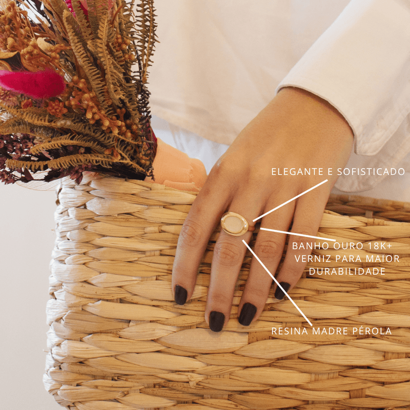 Anel Organic Ajustável- banho ouro 18k