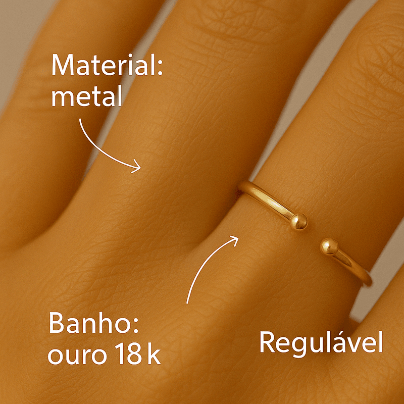 Anel Liso Ajustável- banho ouro 18k