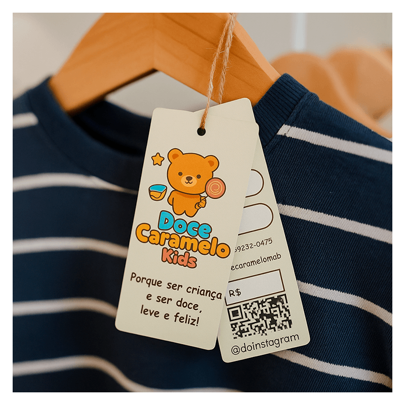 Tag Roupa fino Personalizada - Papel Couchê 300gr – Impressão Frente e Verso