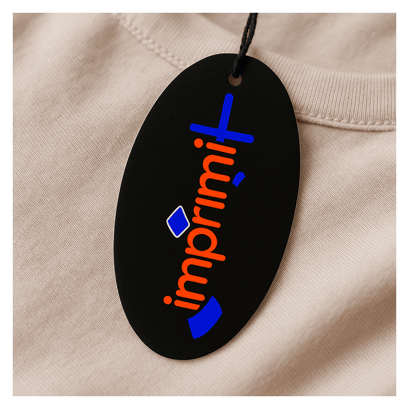 TAG ROUPA OVAL PERSONALIZADO FRENTE/VERSO