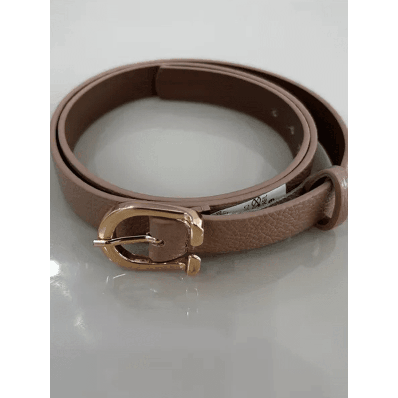 CINTO NUDE COM FIVELA DOURADA