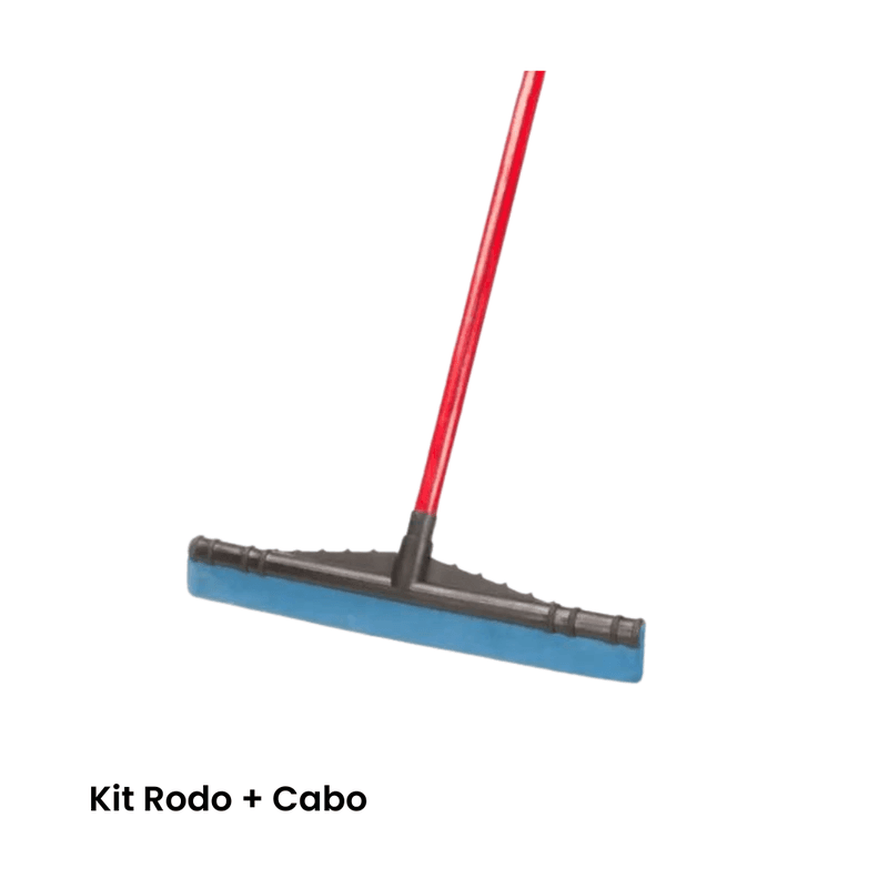 Rodo Plástico para Limpeza 60 cm C/ Cabo De Madeira Plastificado 1,20m