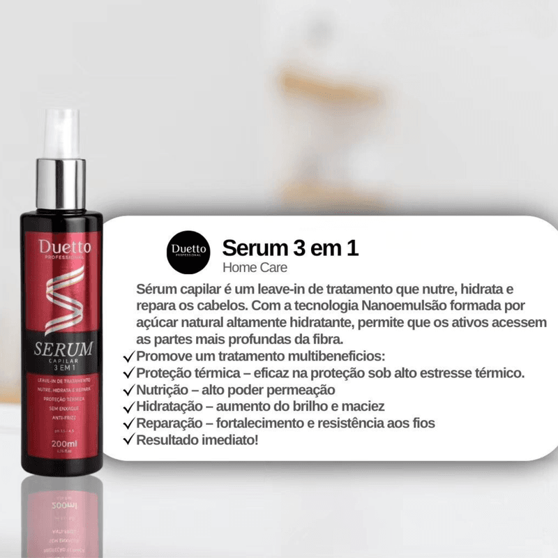Sérum Capilar 3 em 1 Duetto Professional 200ml