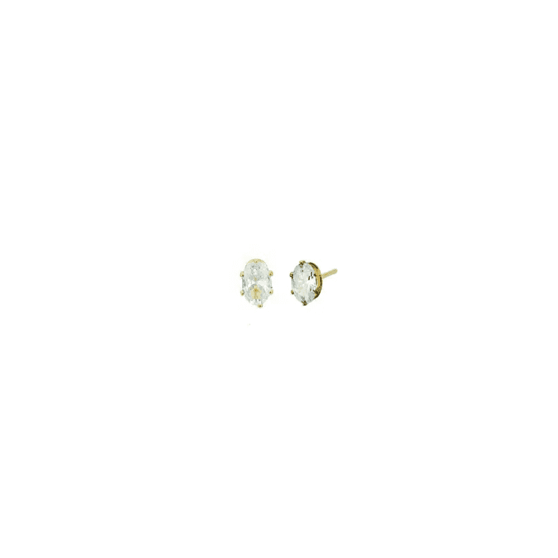 Brinco Ponto de Luz Oval 7mm Banhado a Ouro 18k - ... - LOJAELLE
