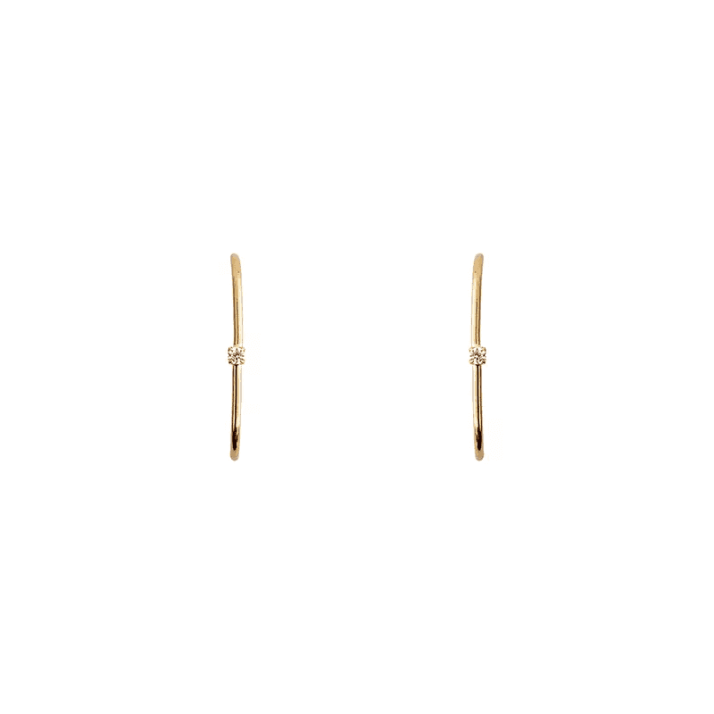 Brinco Ear Hook Palito Zircônia Banhado a Ouro 18k... - LOJAELLE