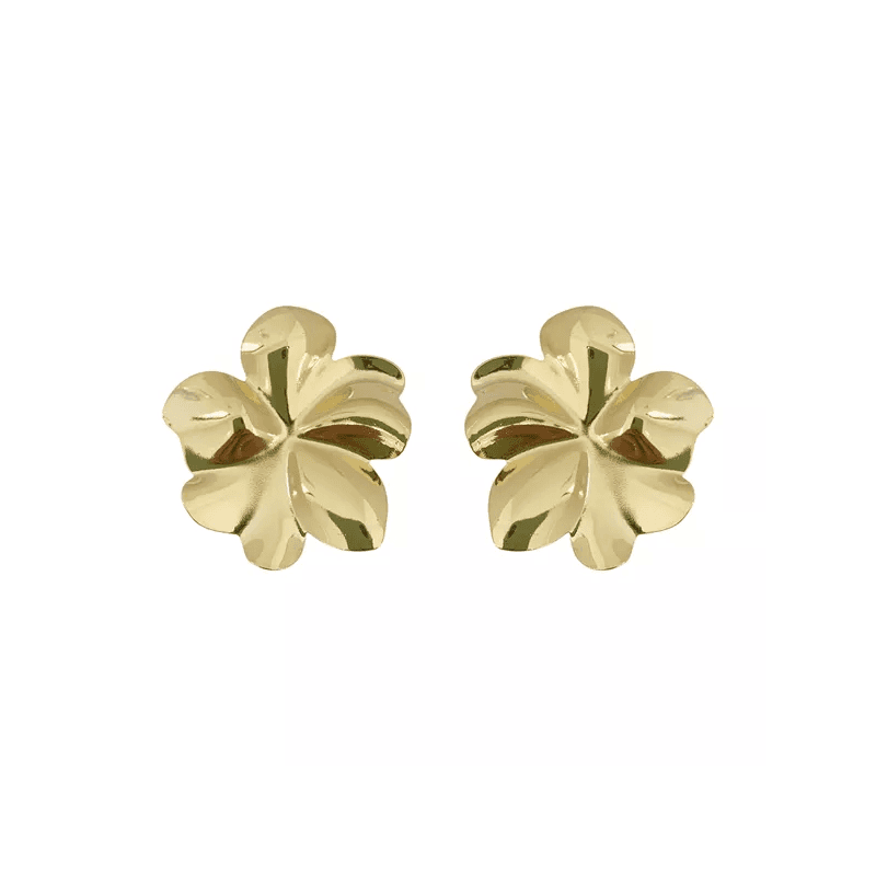 Brinco Fiori Liso 3cm Banhado a Ouro 18k - 2110001 - LOJAELLE