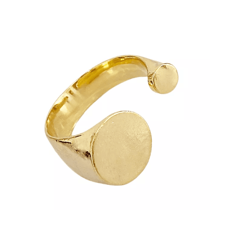 Anel Organic Regulável Redondo Banhado a Ouro 18k ... - LOJAELLE