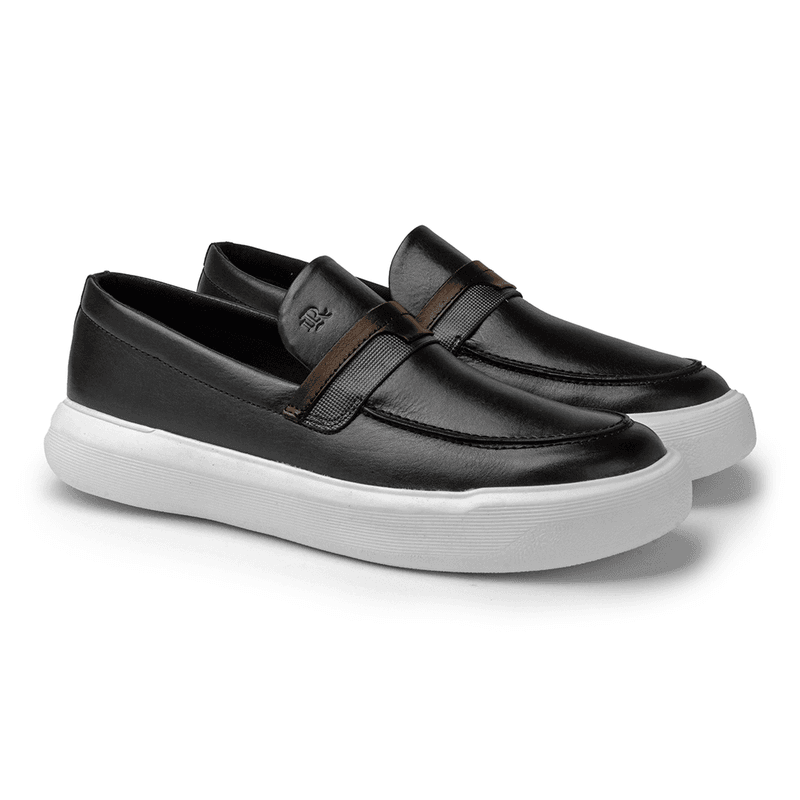 Slip On Loafer Cell em Couro - Preto