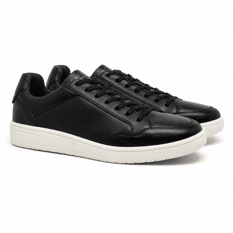 Sapatenis Casual Munique em Couro - Preto E L