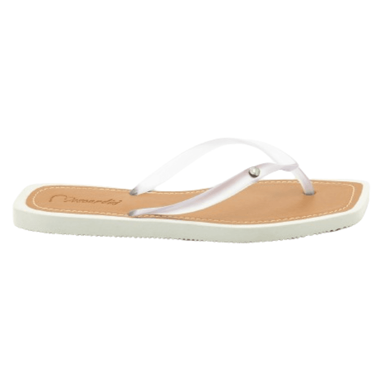 CHINELO FEMININO OFF WHITE COM TIRA TRANSPARENTE - Calçados Moscardini