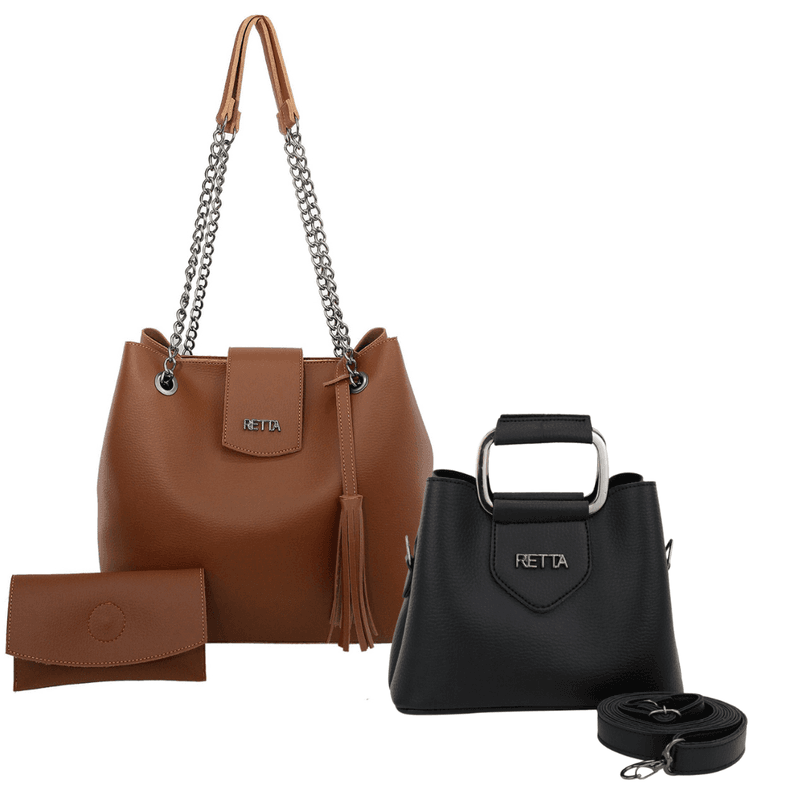 Kit Bolsa Saco Corrente Grande Caramelo + Bolsa Pe... - RETTA