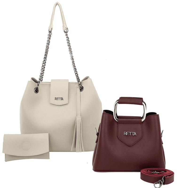 Kit Bolsa Saco Corrente Grande Marfim + Bolsa Pequ... - RETTA
