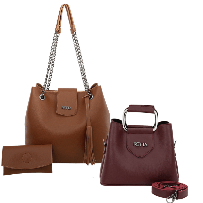Kit Bolsa Saco Corrente Grande Caramelo + Bolsa Pe... - RETTA