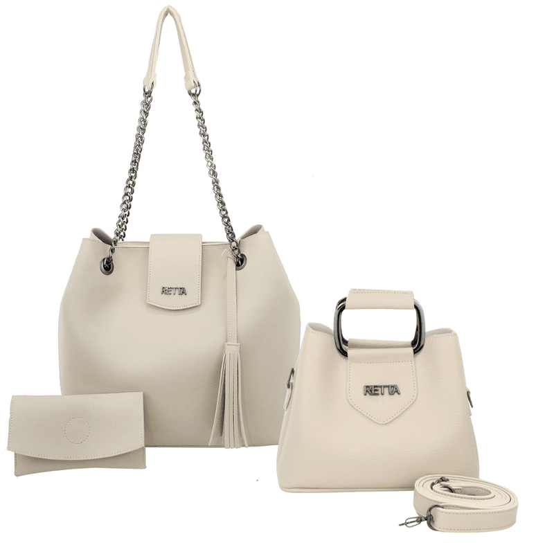 Kit Bolsa Saco Corrente Grande Marfim + Bolsa Pequ... - RETTA