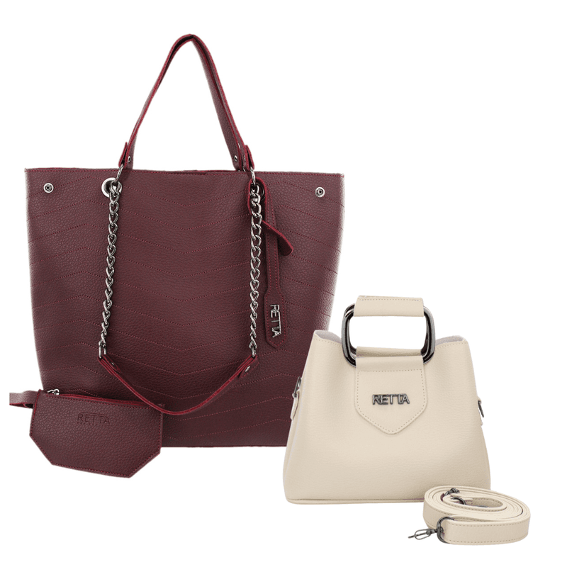 Kit Valentina Grande Vinho + Chloe pequena Marfim - RETTA