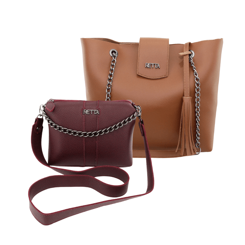 Kit Saco Caramelo + Kiara Vinho - RETTA
