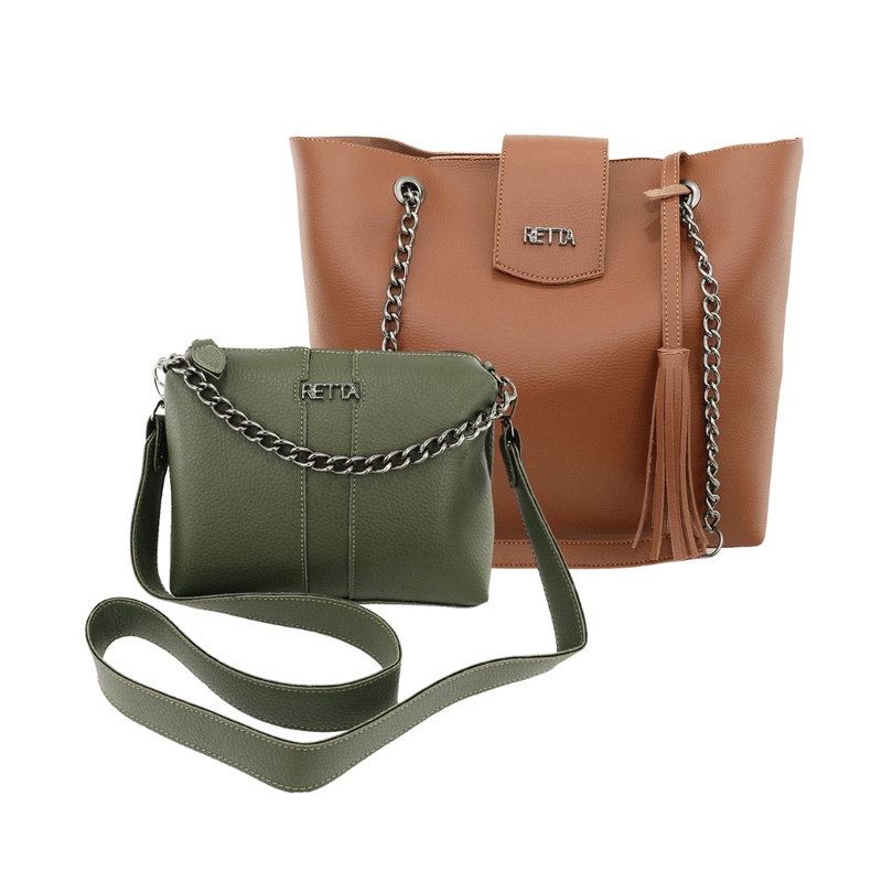 Kit Saco Caramelo + Kiara Verde - RETTA
