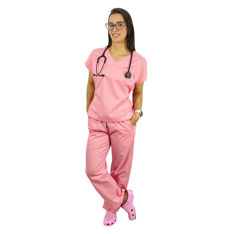 Pijama Cirúrgico Tradicional Tricoline - Rosa
