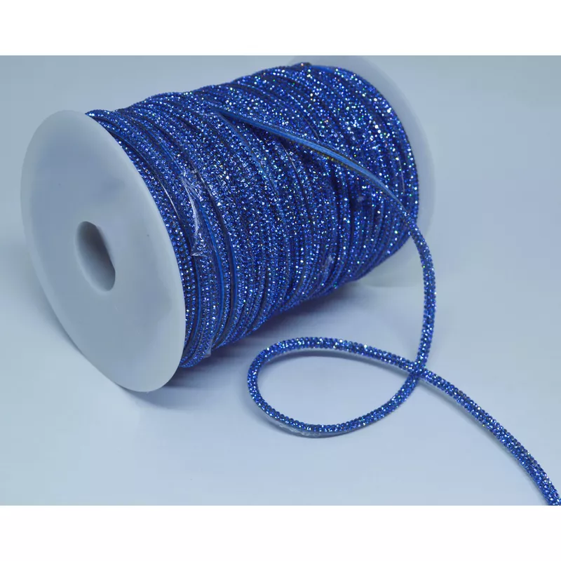 Cordão de Strass Bee Meia cana ss3,5 - Light Safira - Base em Silicone ...