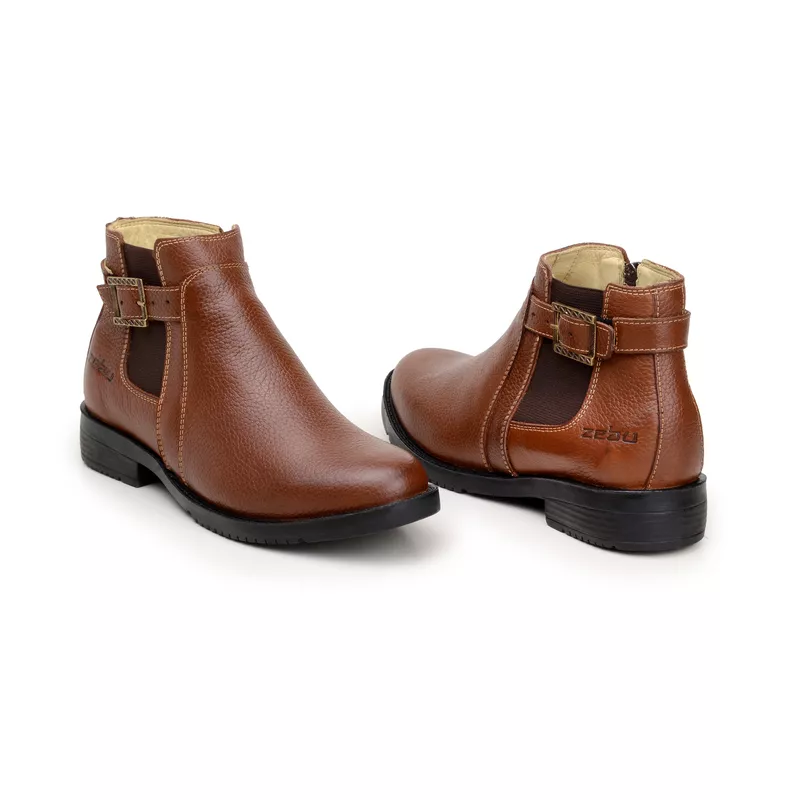 Bota Marrom Feminina com Zíper Zebu Original 73040 | Cia da Botina