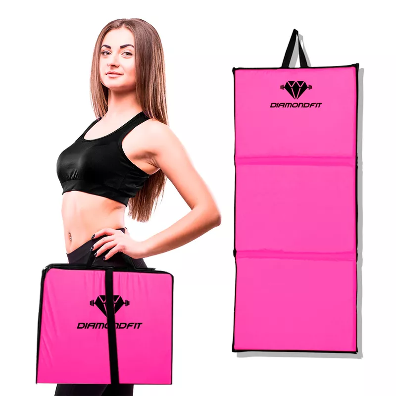 Colchonete Dobrável Maleta Rosa Academia Fitness A... - Diamond Fit