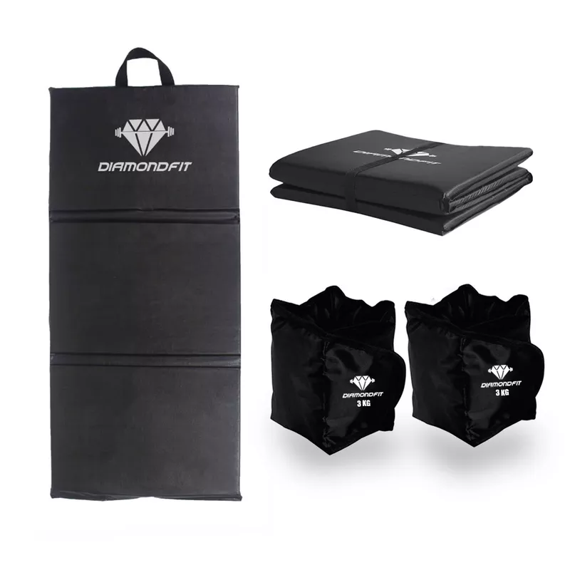 Kit Colchonete Dobrável D50 Academia Maleta + Par ... - Diamond Fit