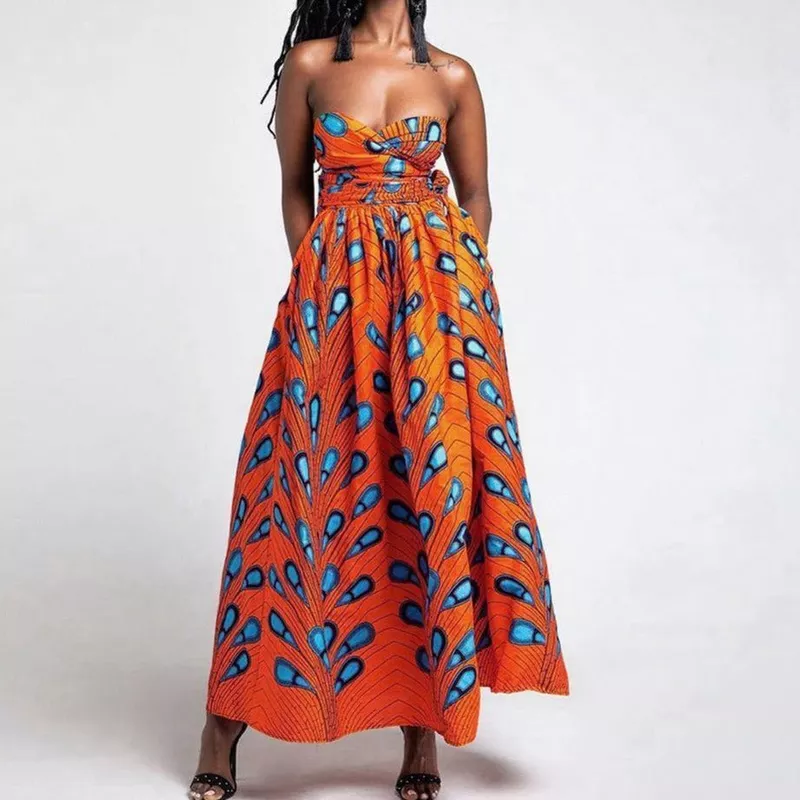 Vestido Africano Ankara Dashiki Abobora - Estilo Afro