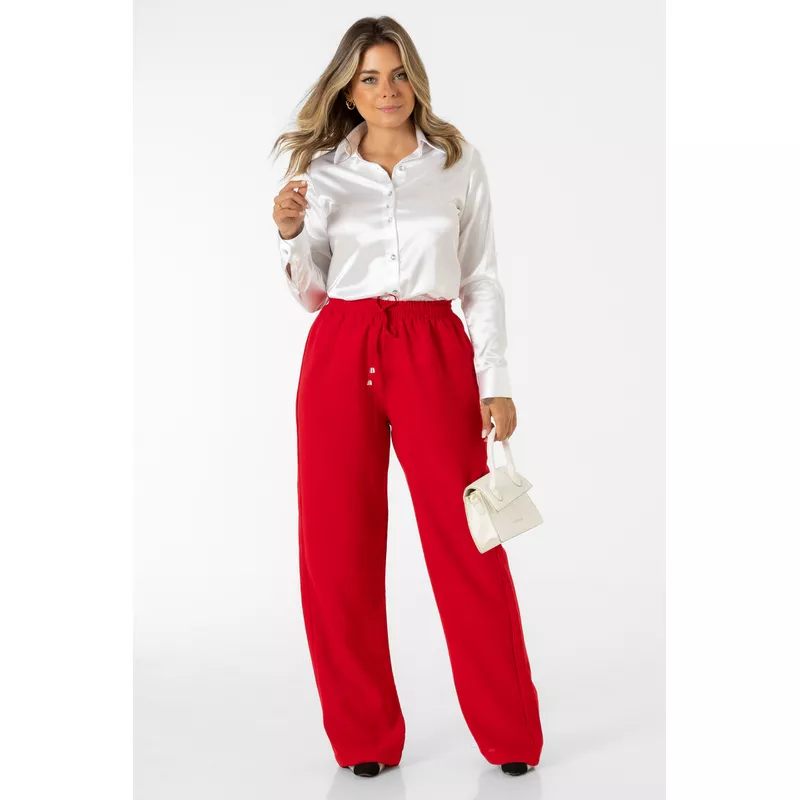 Camisa De Cetim Social Branca Classic White Atenas - Fyorella