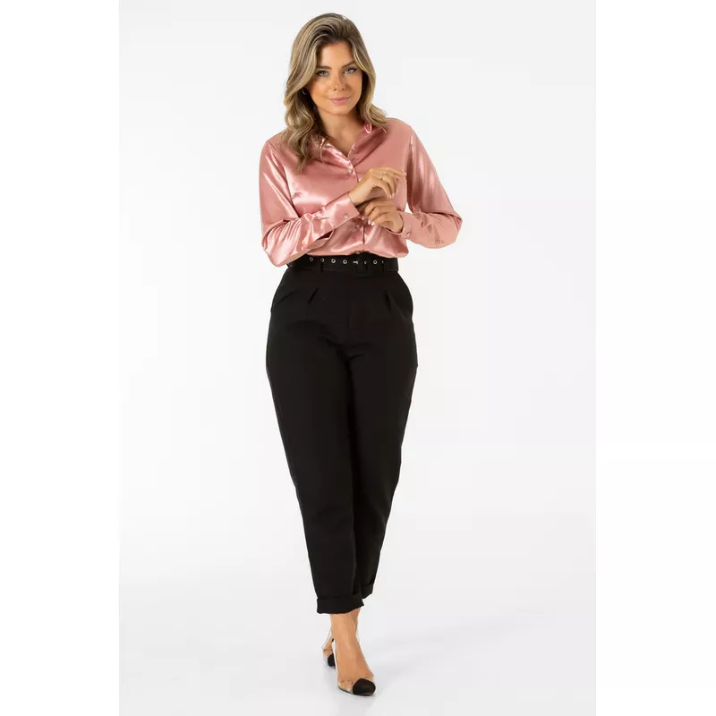 Camisa De Cetim Social Rosé Tóquio - Fyorella