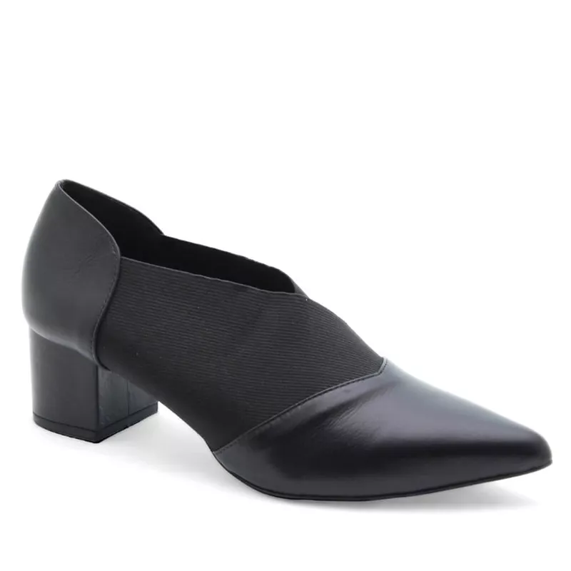 Bota Bico Fino Couro Eiffel Preta