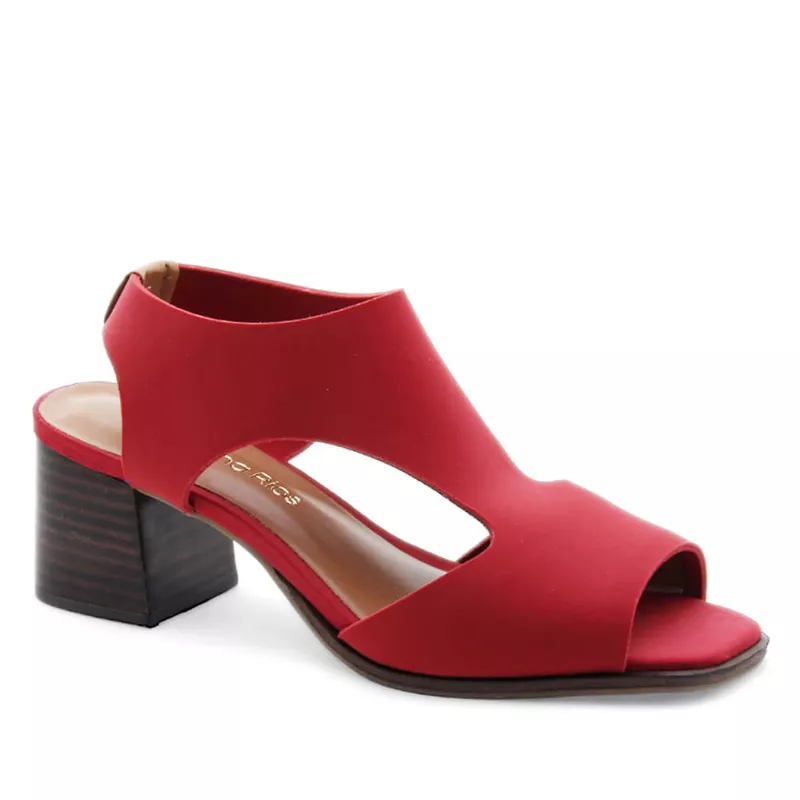 Sandália Salto Médio Neoprene Léger Vermelha 