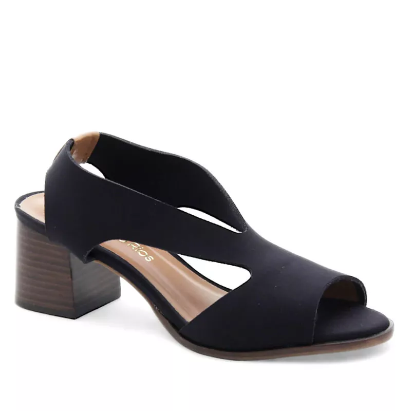 Sandália Salto Médio Neoprene Nuage Preta