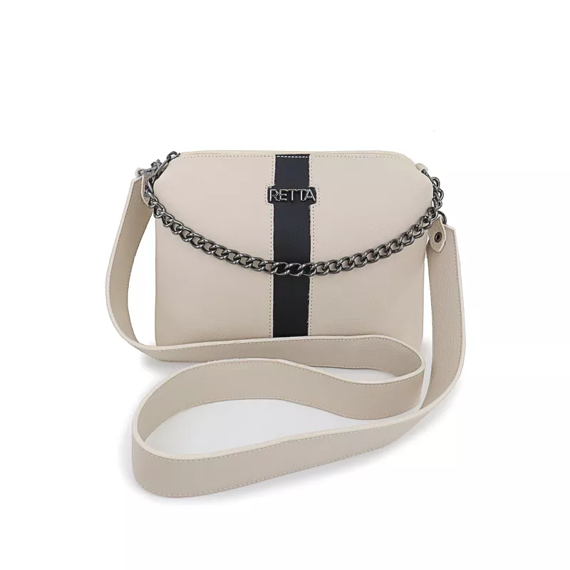Bolsa Feminina Tiracolo Pequena Kiara Marfim com P... - RETTA