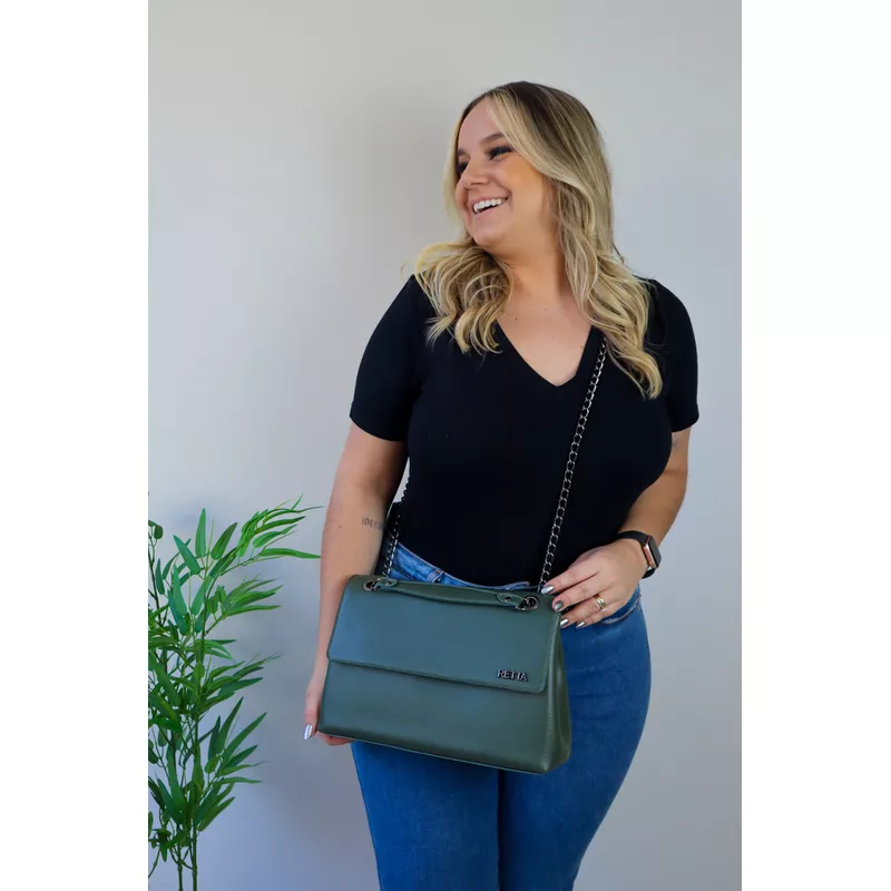 Bolsa Feminina Transversal e Ombro Verde Militar | RETTA