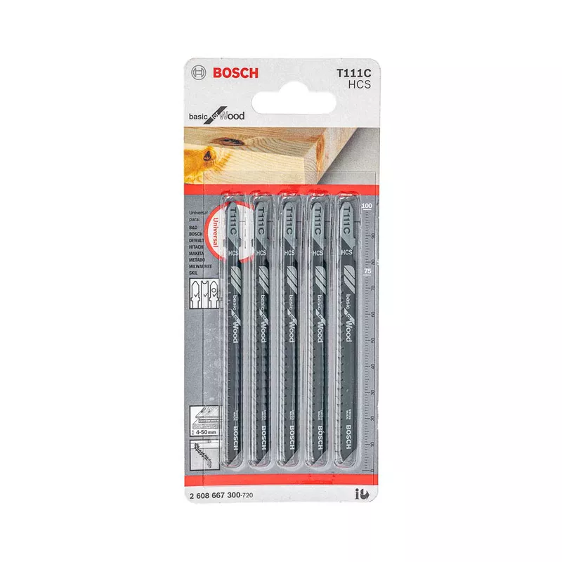Lâmina serra tico tico Bosch T111C Basic for wood 5pçs